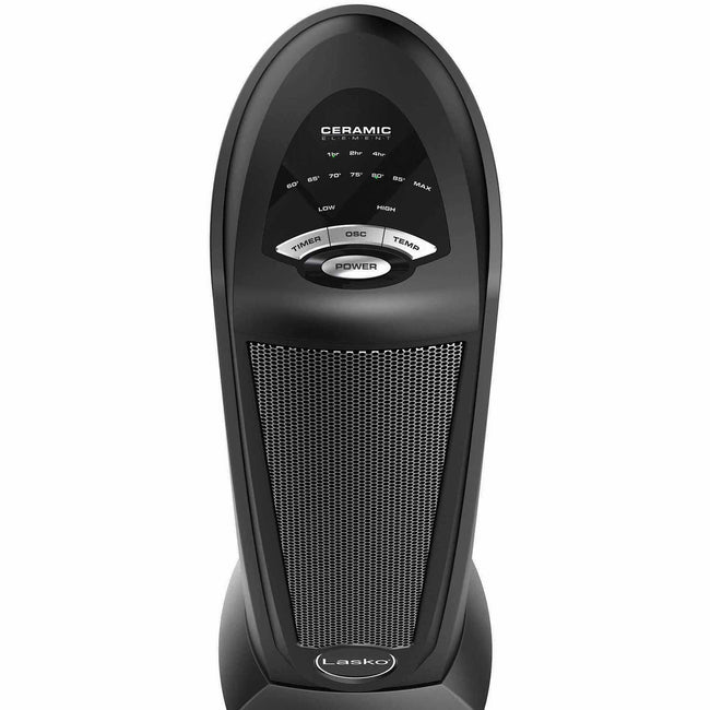 Lasko 23" 1500W Oscillating Ceramic Tower Space Heater with Remote, Black, CT22410