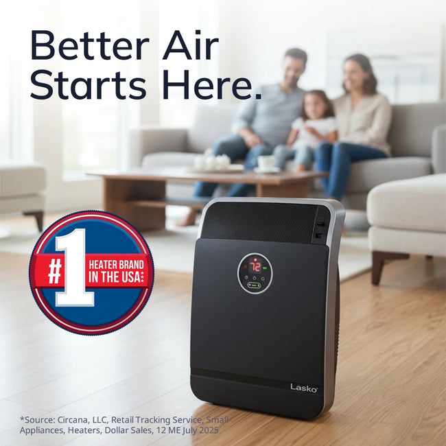 Lasko 18" 1500W Whole Room Ceramic Console Space Heater with Remote, Black, CC18306