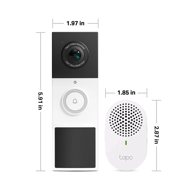 TP-Link Tapo Wireless Smart Video Doorbell with 2K Camera. Battery-Operated, Weatherproof, Head-To-Toe View, Two-Way Audio, Smart AI Detection, Local & Cloud Storage. No-Subscription Required - TD21