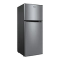 Galanz 4.6. Cu ft Two Door Mini Refrigerator with Freezer, Stainless Steel, New, Width 19.13"