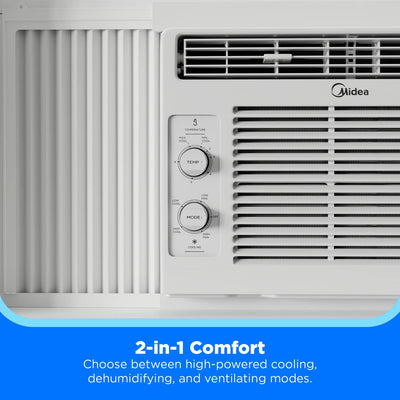 Midea 5,000 BTU Mechanical Window Air Conditioner, Covers up to 150 Sq ft, Easy Installation, MAW05M1WWT, White, New