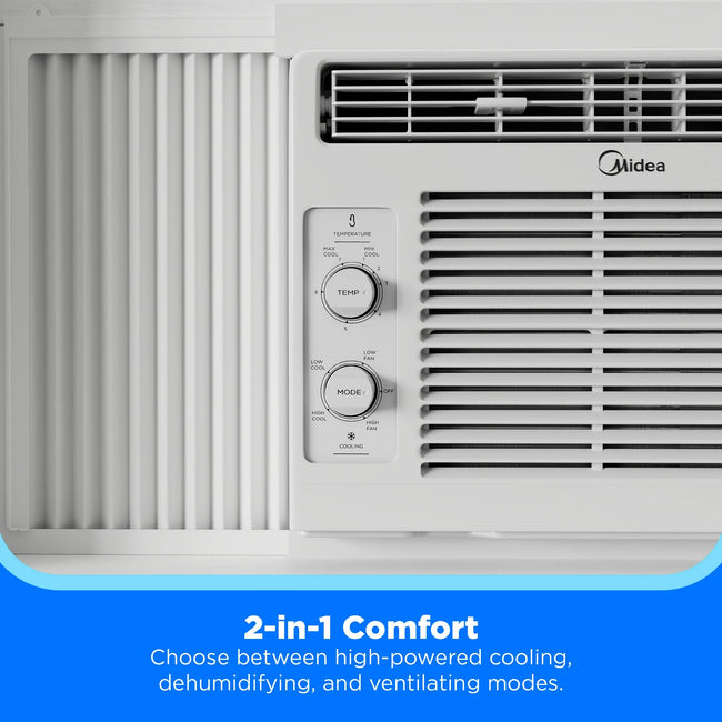 Midea 5,000 BTU Mechanical Window Air Conditioner, Covers up to 150 Sq ft, Easy Installation, MAW05M1WWT, White, New