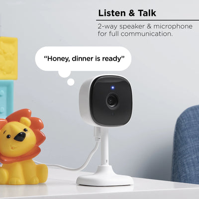 Merkury Smart Indoor Camera 1080p - Wi-Fi Security Cam with Night Vision, White (1-Pack)