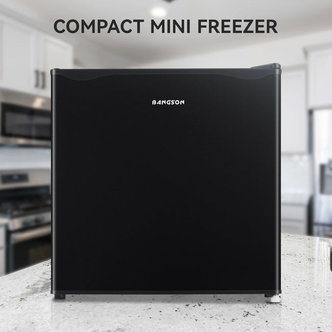 BANGSON 1.1 Cu.Ft Stand Up Mini Freezer - Perfect Small Apartment Size Freezer for Dorm, Office, Kitchen, Garage & Home,Black