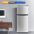 BANGSON 4.0 Cu.Ft small refrigerator with freezer,mini refrigerator with freezer, 2 Doors, Compact Fridge for Apartment Bedroom Dorm and Office, 5 Settings Temperature Adjustable, Sliv